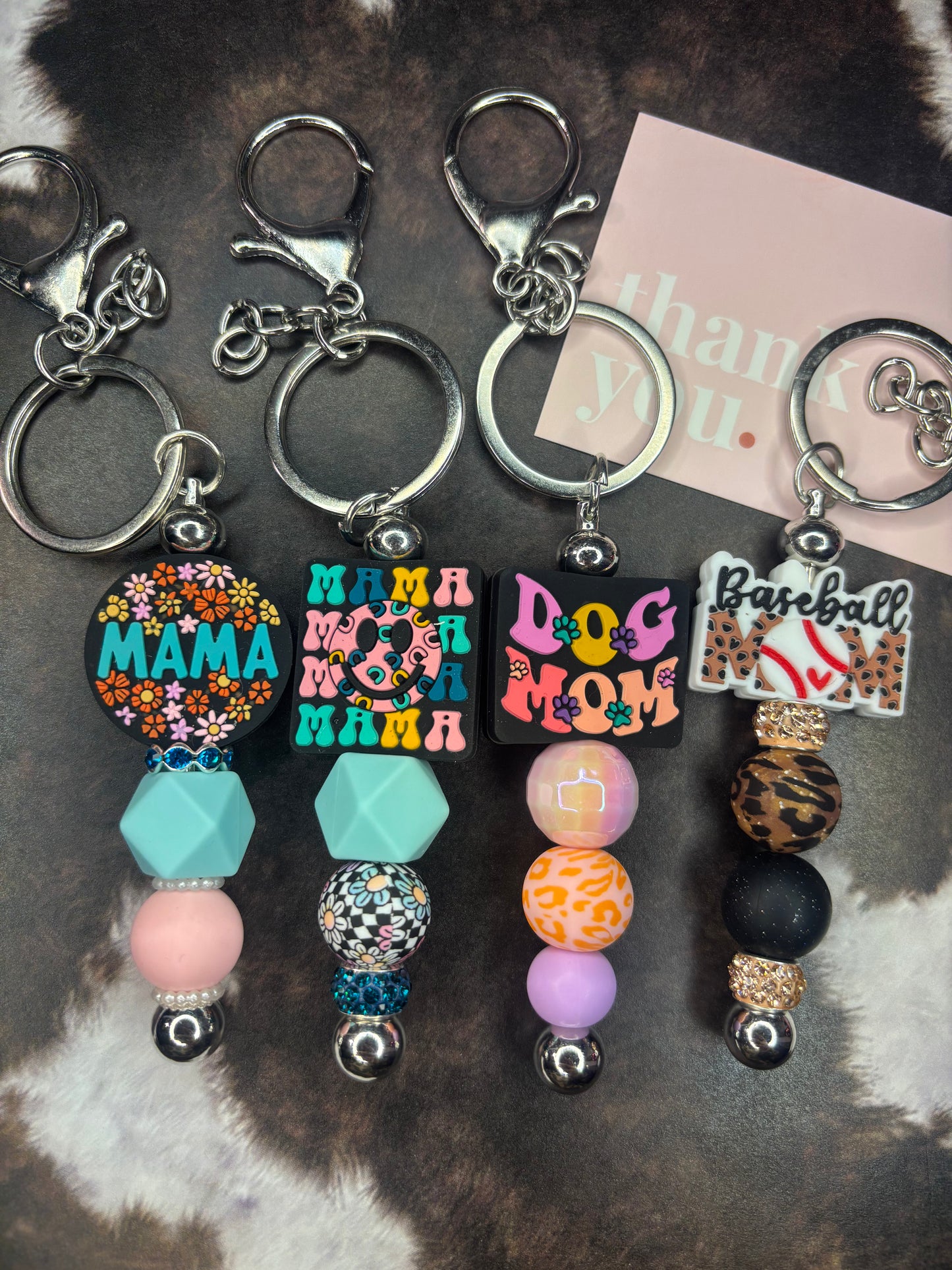 Mom Theme (small) beaded keychains
